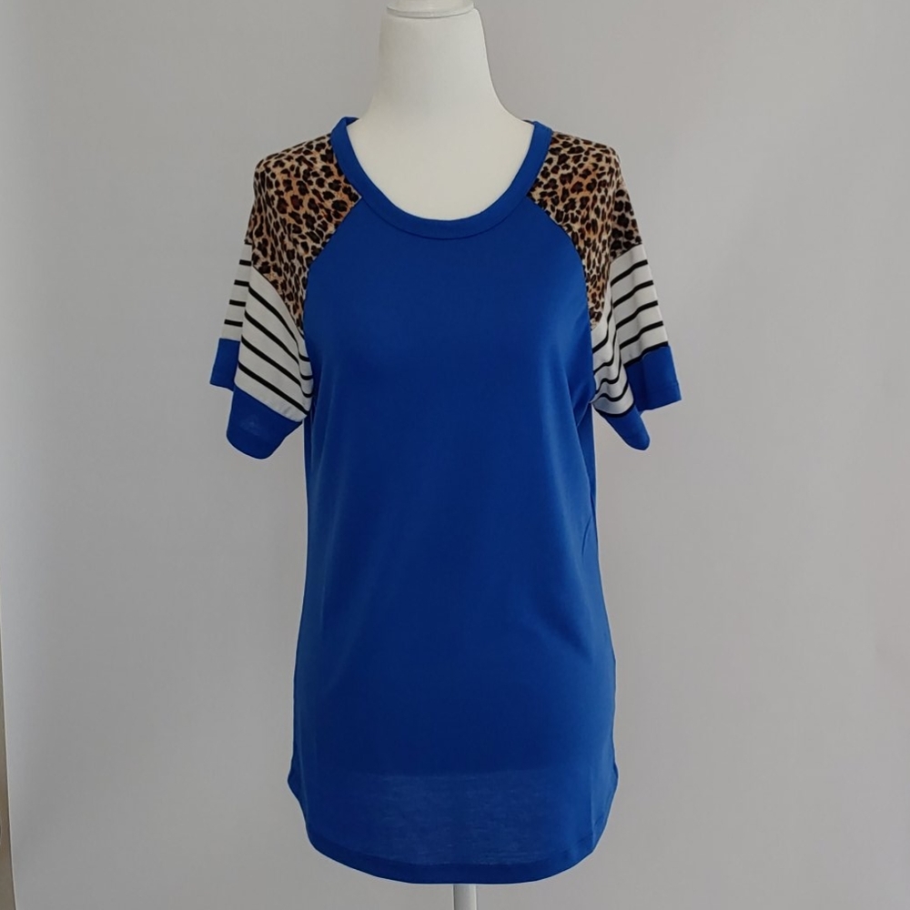 Sunshine and Rodeos Blue Leopard Top